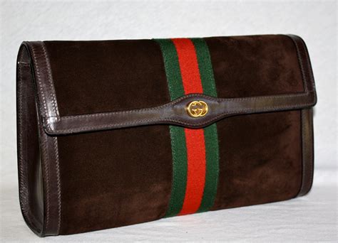 gucci clutch brown|gucci vintage suede clutch.